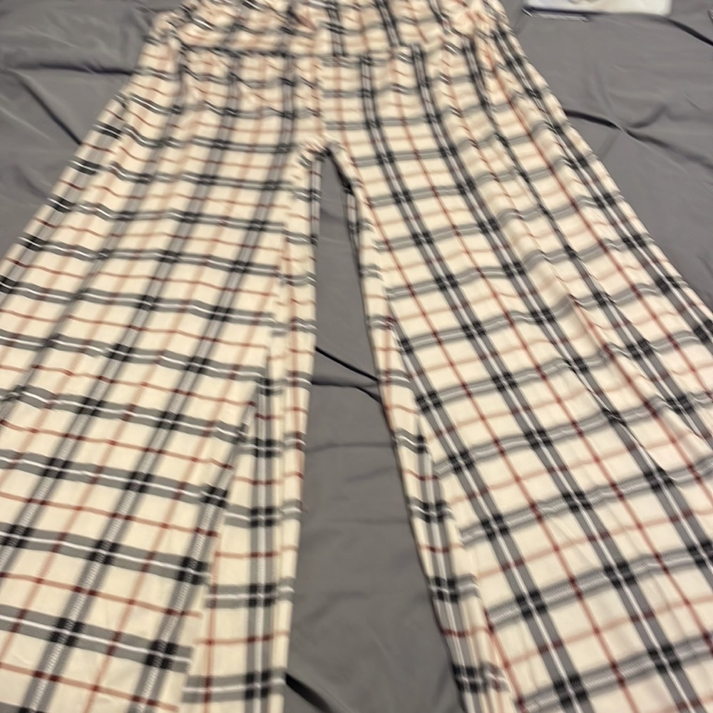 High waist Plaid wide Leg pants